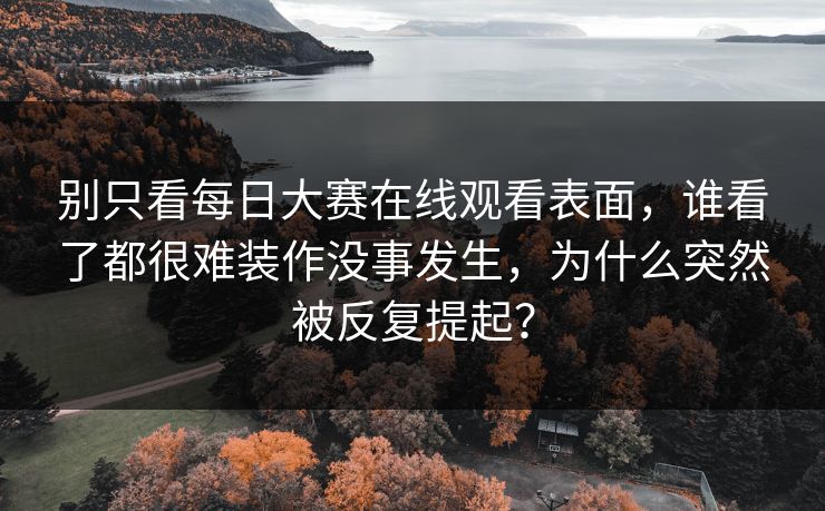 别只看每日大赛在线观看表面，谁看了都很难装作没事发生，为什么突然被反复提起？