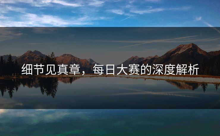 细节见真章，每日大赛的深度解析